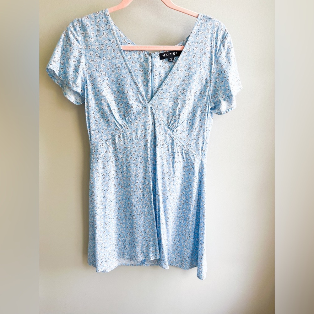 Motel rocks baby doll blue floral dress. Worn once!